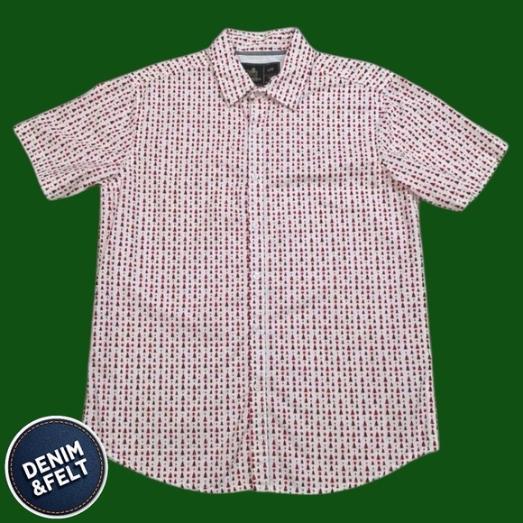 Rugby Men’s Christmas Tree Short-Sleeve Button-Down Shirt | NEW/NWOT!! 🎄🎄🎄 - Picture 1 of 7